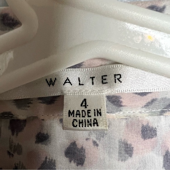 Walter Button Up Shirt Tunic Silk Roll Tab  Leopard Print Lightweight 4 Flowy - Picture 2 of 10